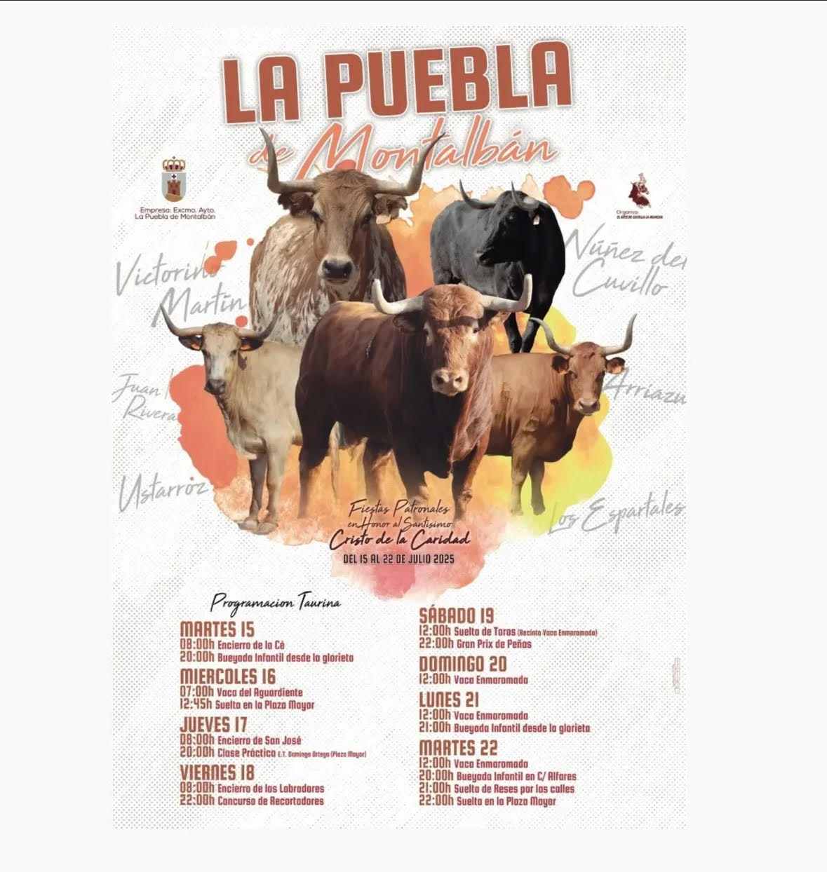 TOROS LA PUEBLA DE MONTALBÁN DE 15 AL 22 JULIO 2025