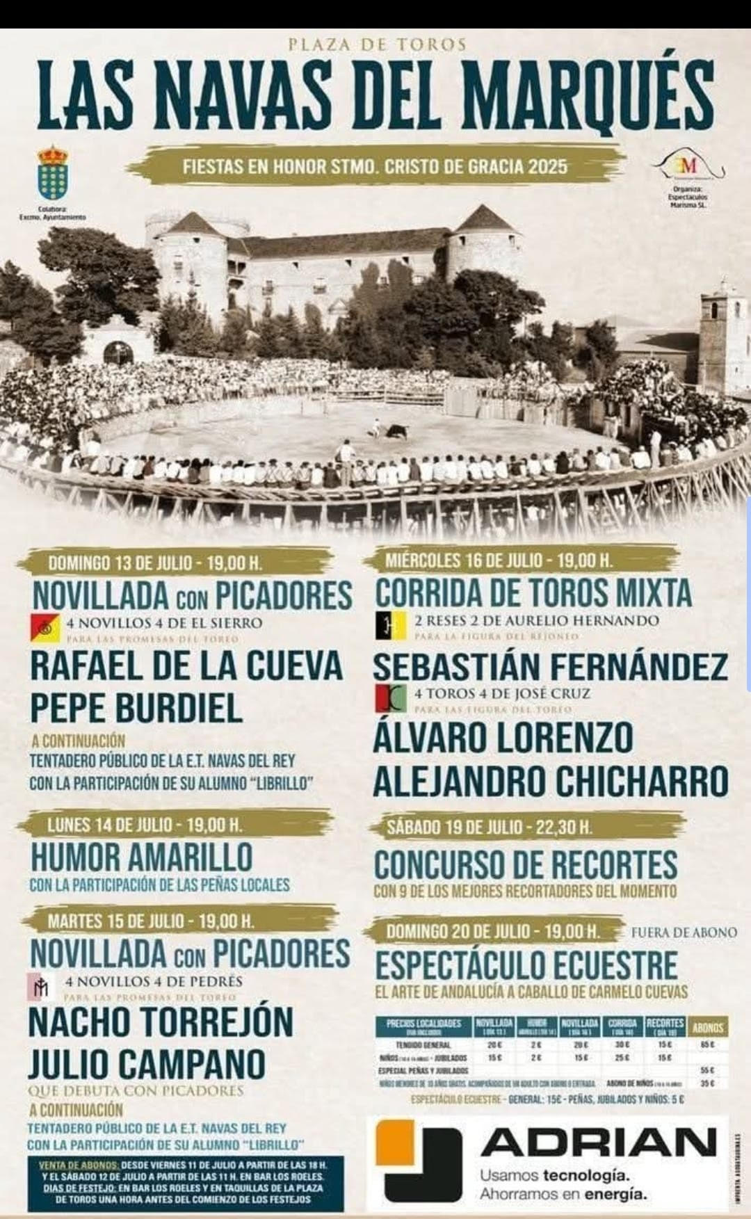 TOROS LAS NAVAS DEL MARQUES DEL 13 AL 20 DE JULIO 2025