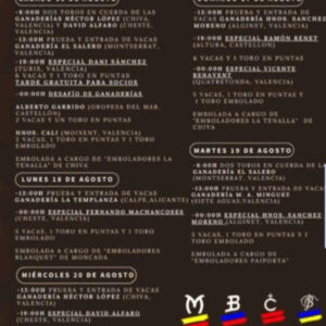 TOROS MACASTRE DEL 16 AL 20 DE AGOSTO 2025