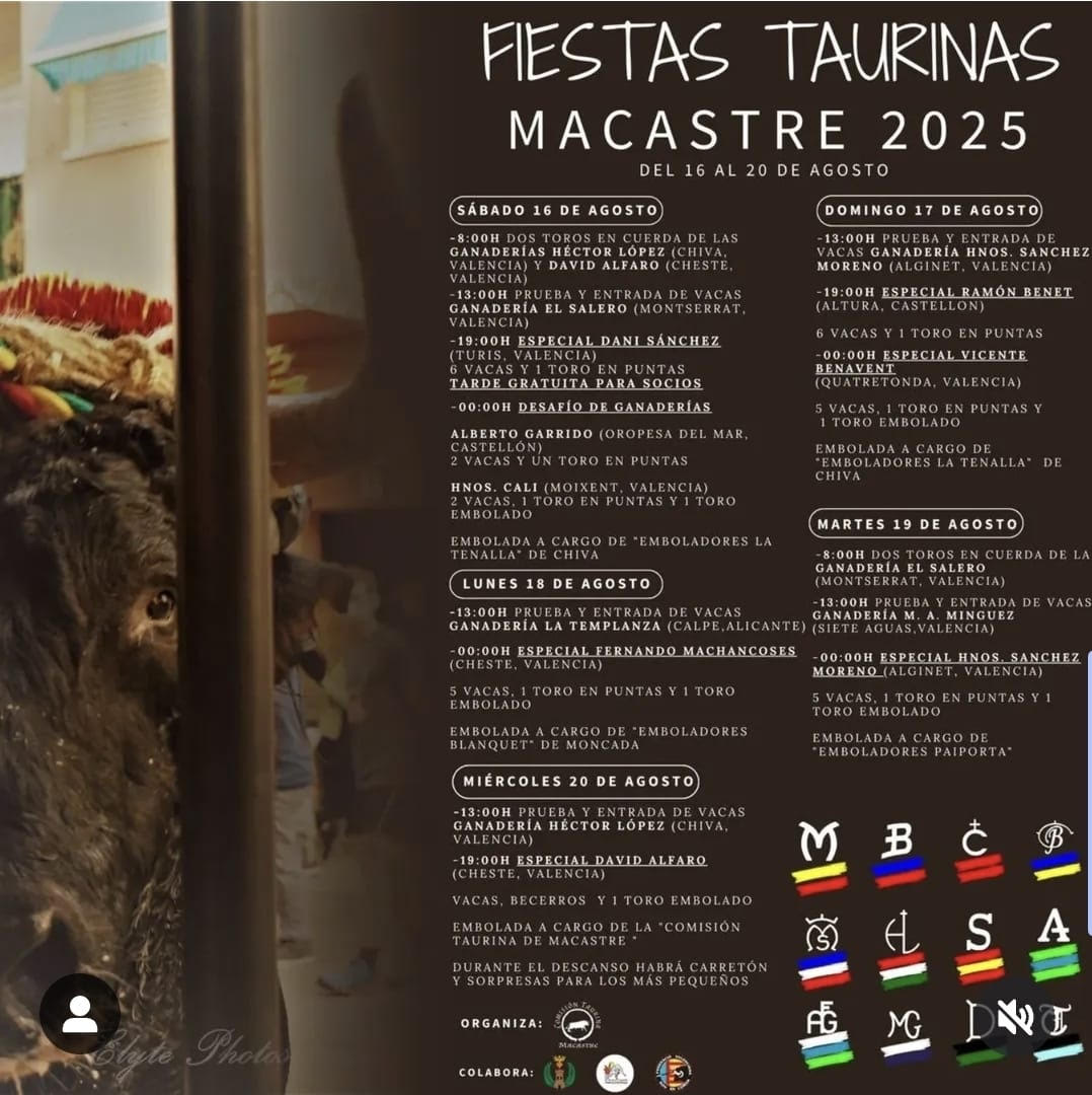 TOROS MASCASTRE DEL 16 AL 20 DE AGOSTO 2025