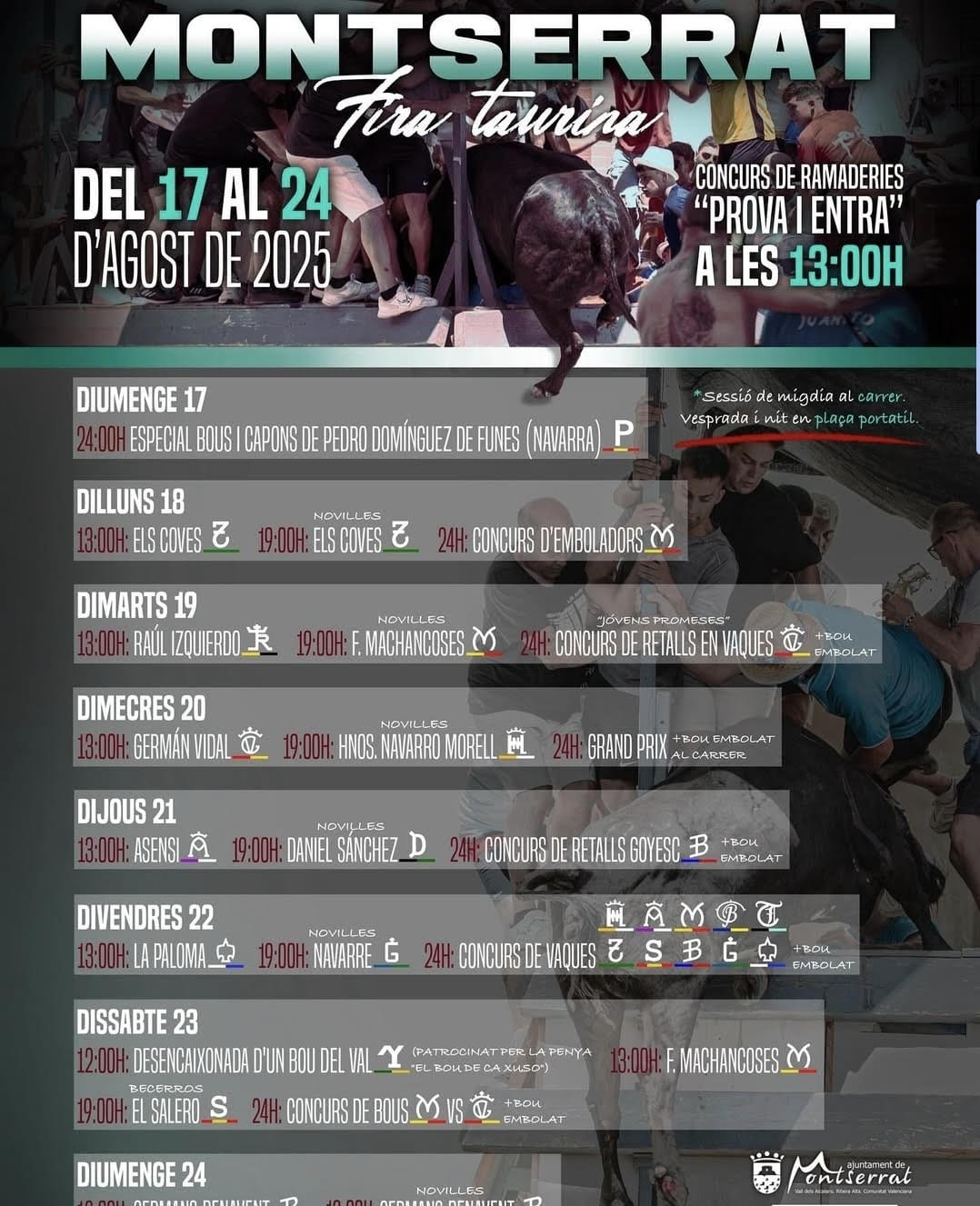 TOROS MONTSERRAT DEL 17 AL 24 DE AGOSTO 2025