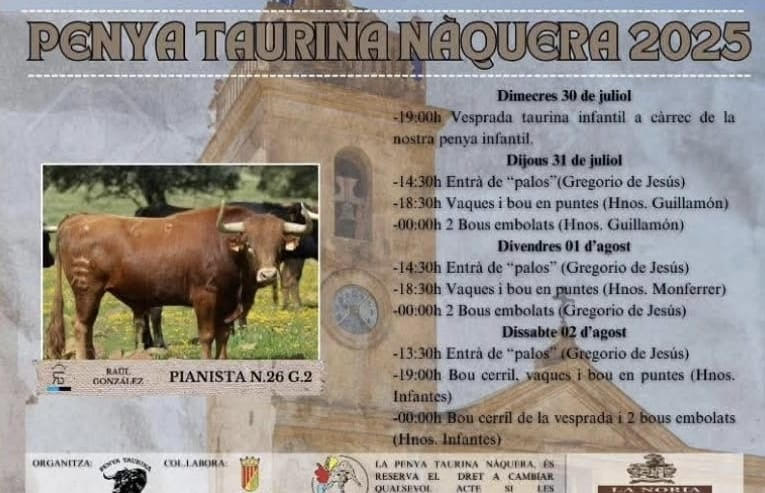TOROS NAQUERA DEL 30 JULIO AL 2 DE AGOSTO 2025