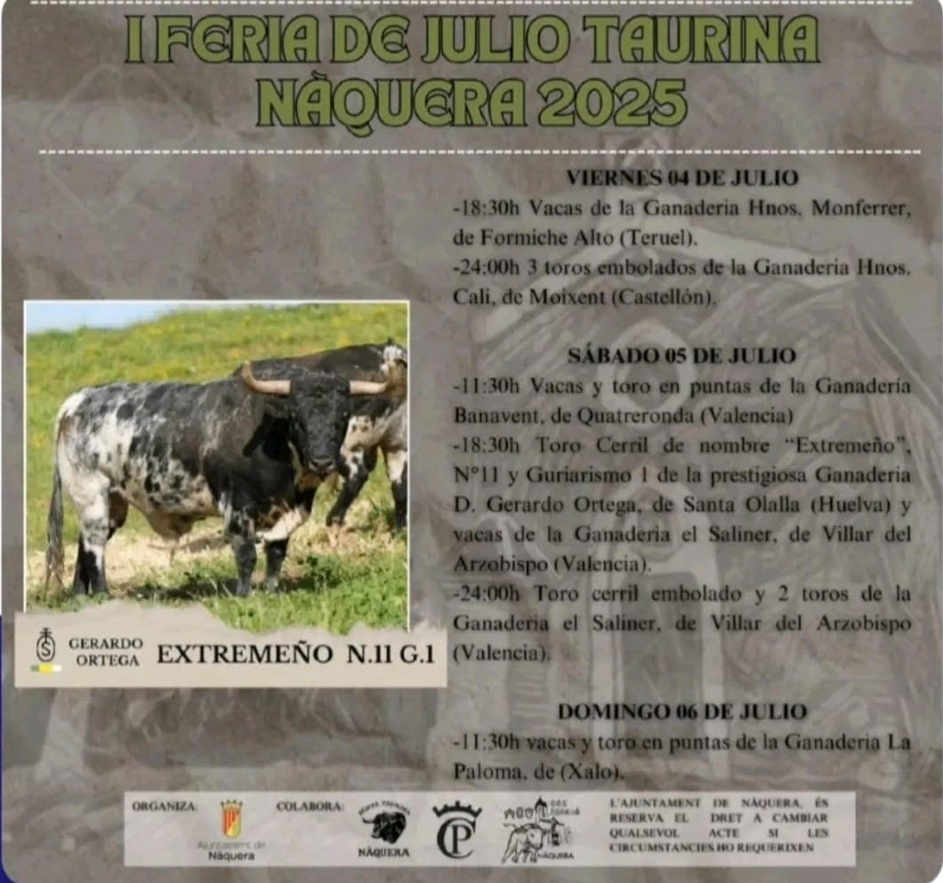 TOROS NAQUERA DEL 4 AL 6 JULIO 2025