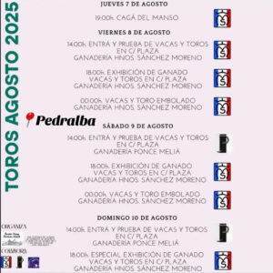 TOROS PEDRALBA DEL 7 AL 10 DE AGOSTO 2025