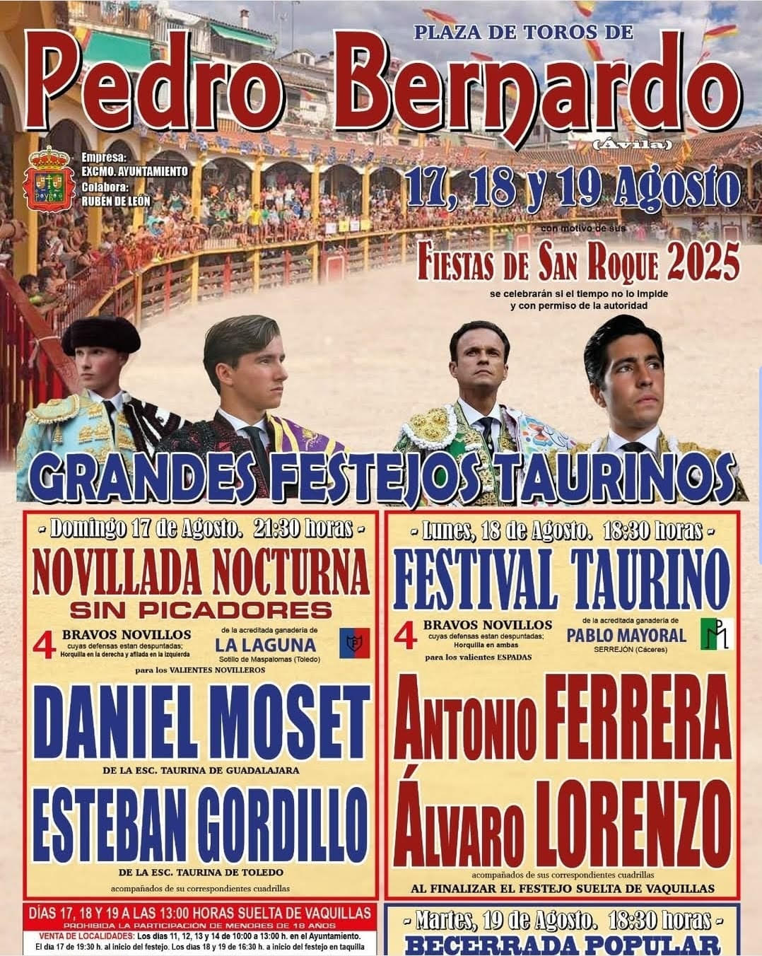 TOROS PEDRO BERNARDO 17 18 Y 19 DE AGOSTO 2025