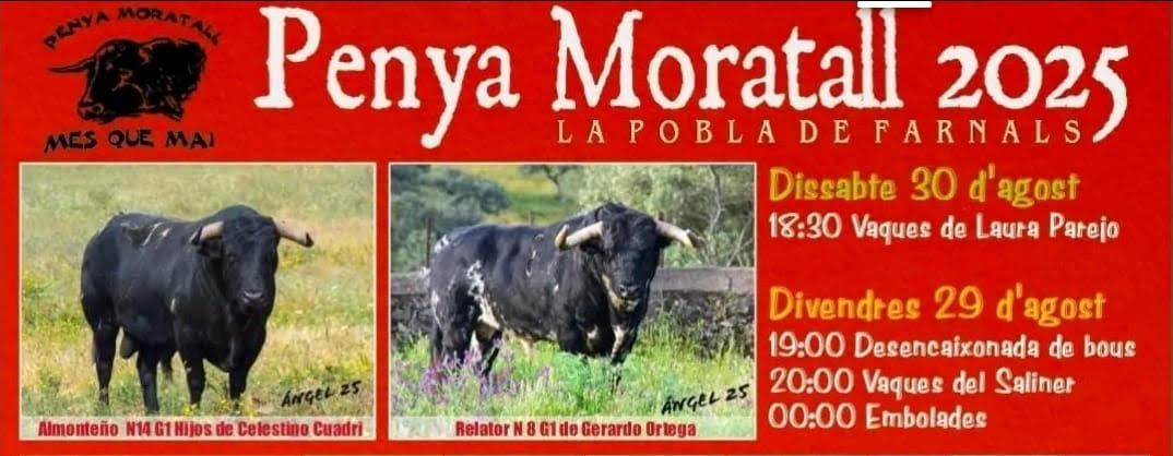 TOROS PENA MORATALL 29 Y 30 AGOSTO 2025
