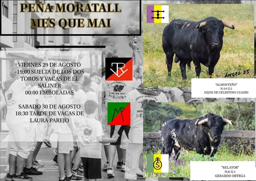 TOROS PENA MORATALL 29 Y 30 DE AGOSTO 2025