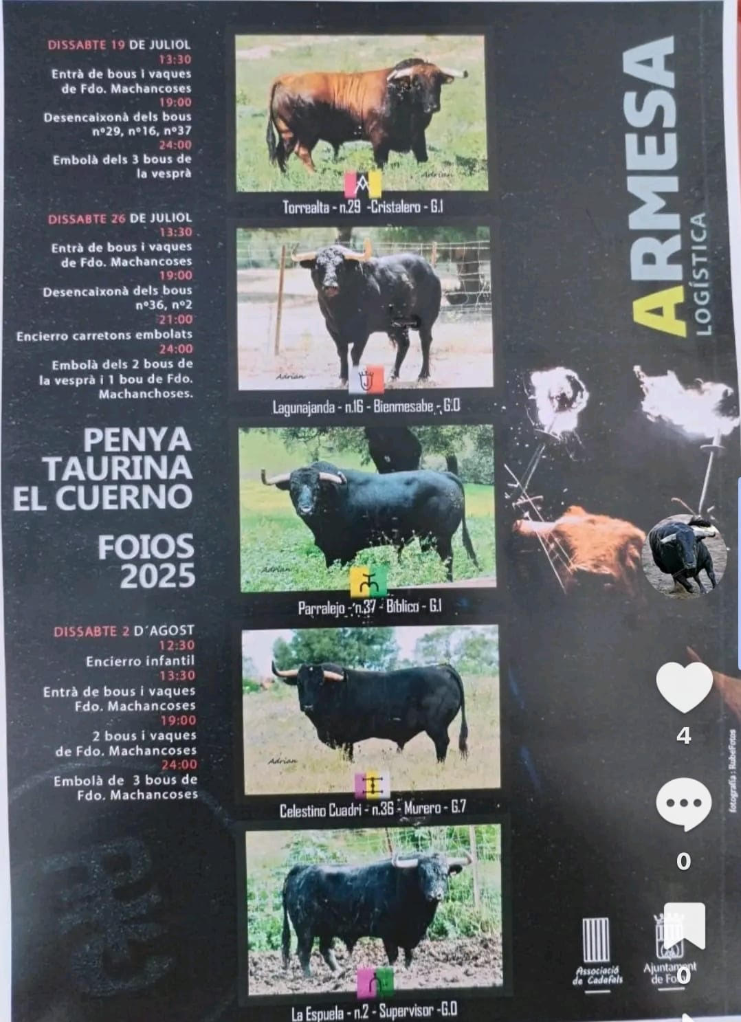 TOROS PEÑA TAURINA EL CUERNO 26 DE JULIO 2025