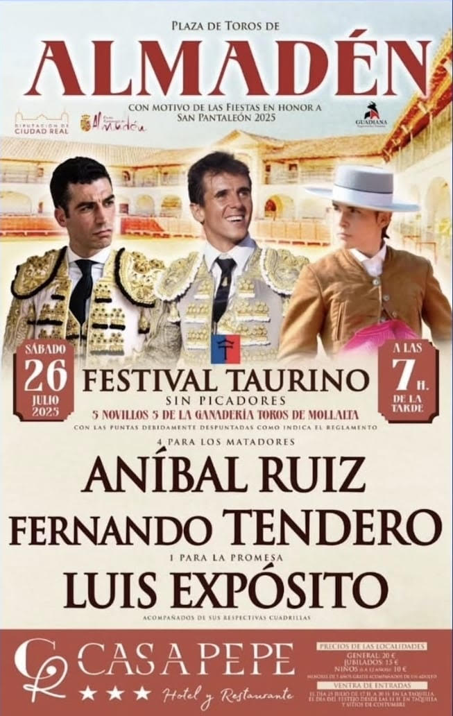 TOROS PLAZA DE TOROS ALMADEN 26 JULIO 2025