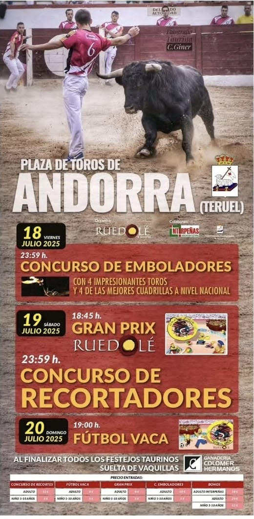 TOROS PLAZA DE TOROS ANDORRA 18 Y 19 JULIO 2025