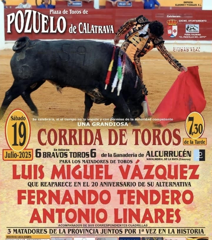 TOROS PLAZA DE TOROS POZUELO DE CALATRAVA 19 JULIO 2025