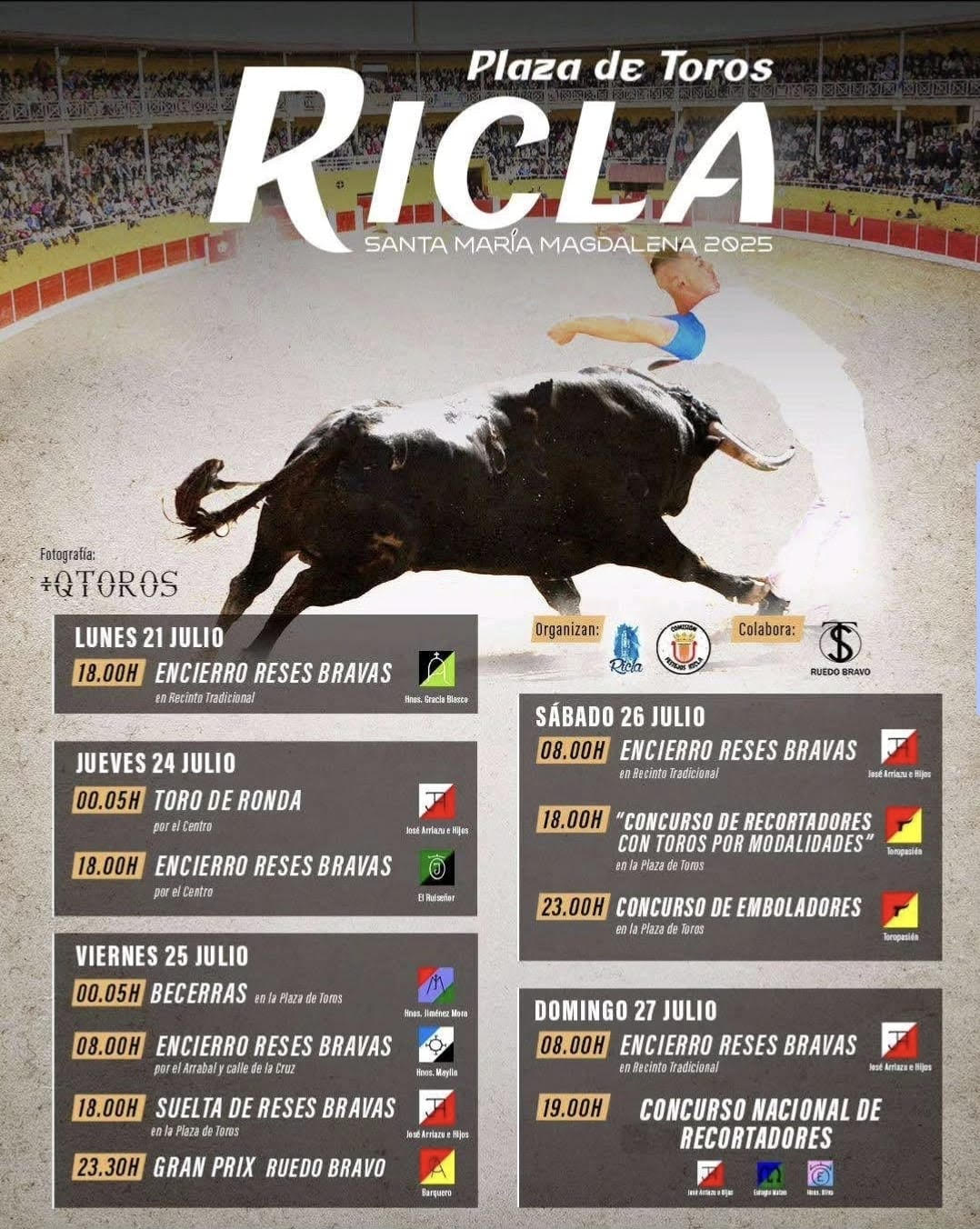 TOROS PLAZA DE TOROS RICLA 21 JULIO 2025