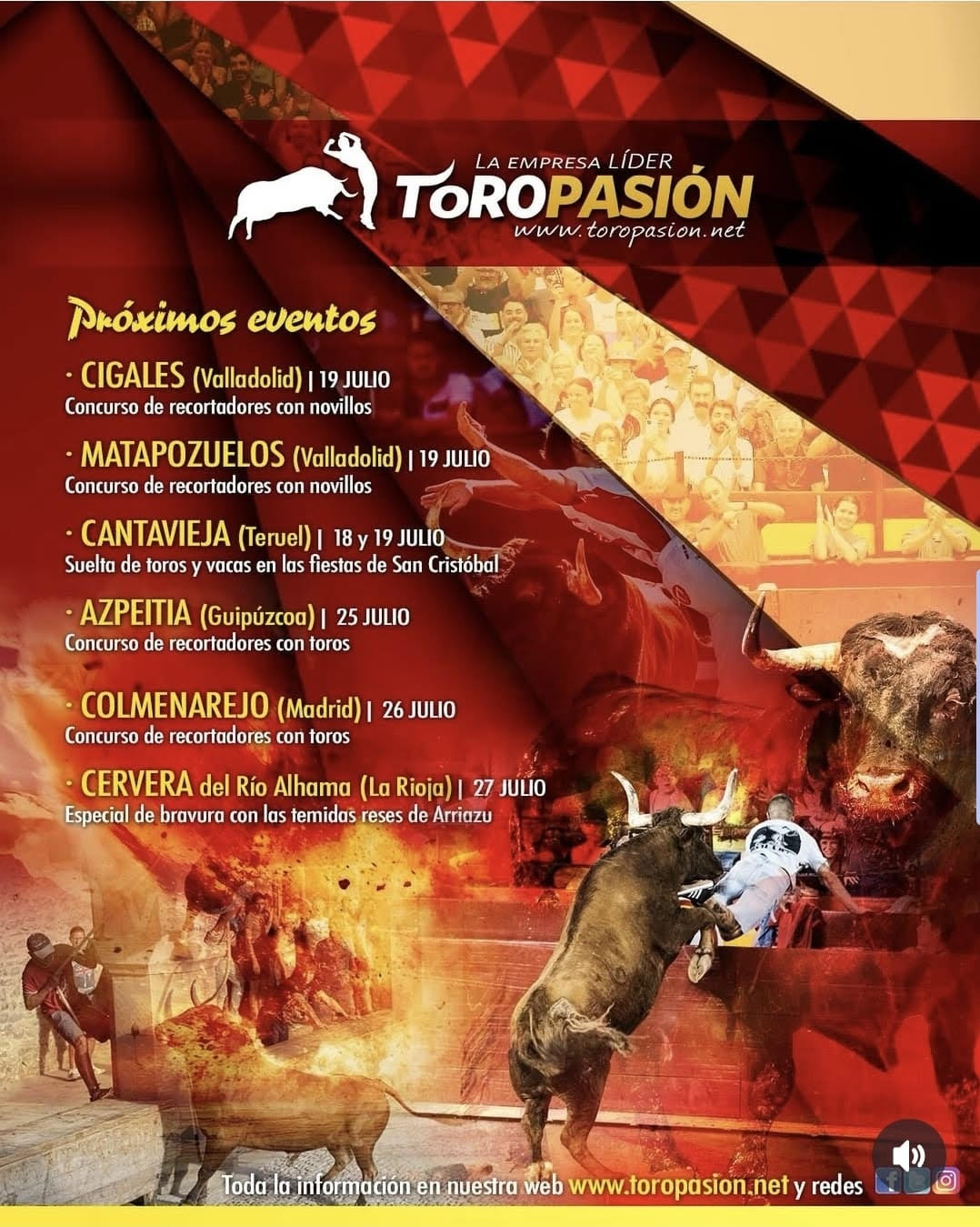 TOROS PRIMEROS EVENTOS DEL 19 AL 27 JULIO 2025