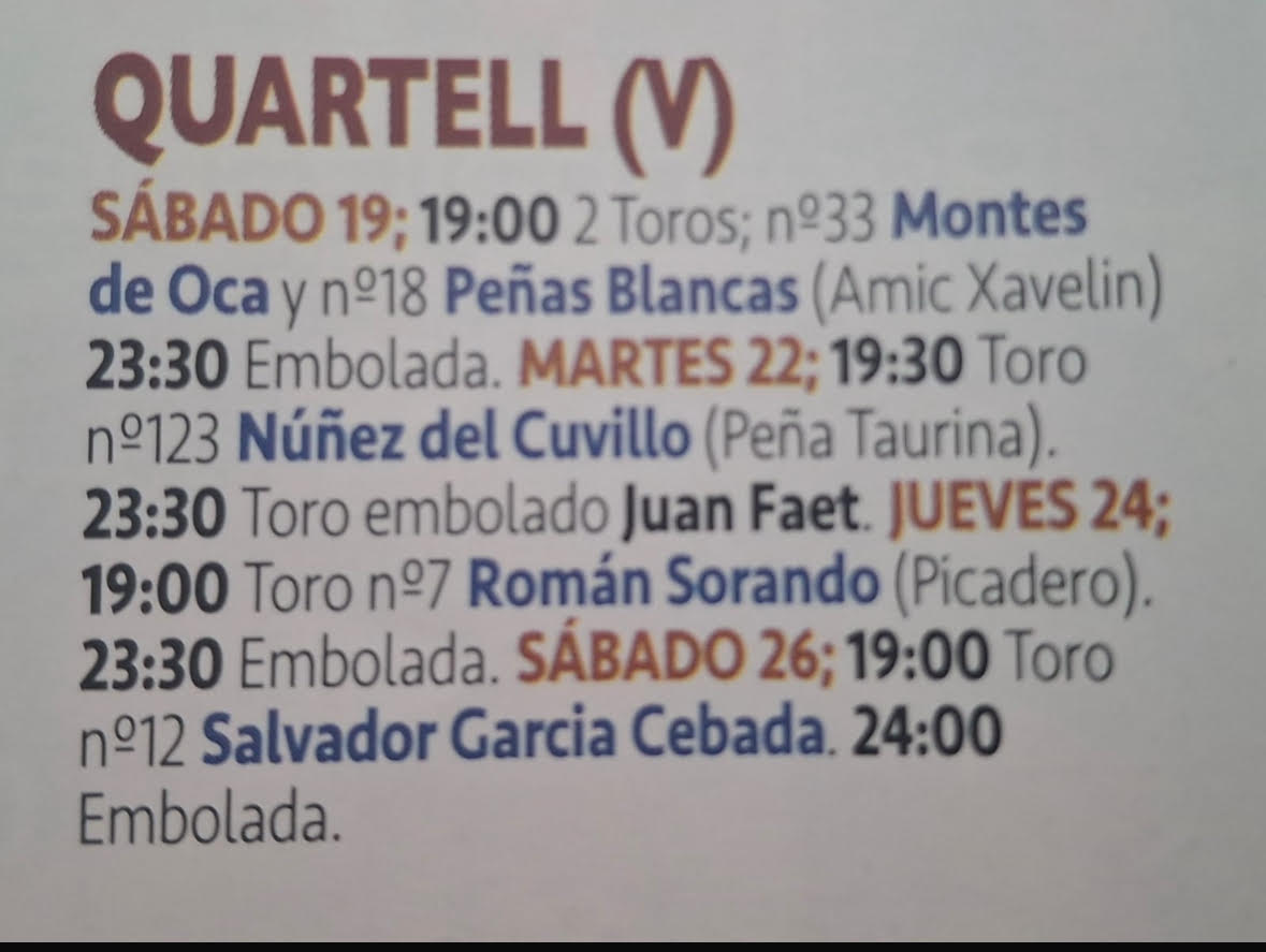 TOROS QUARTELL 22 DE JULIO 2025