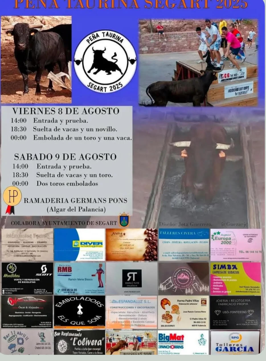 TOROS SEGART 8 Y 9 DE AGOSTO 2025