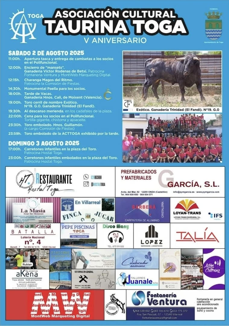 TOROS TOGA 2 Y 3 DE AGOSTO 2025