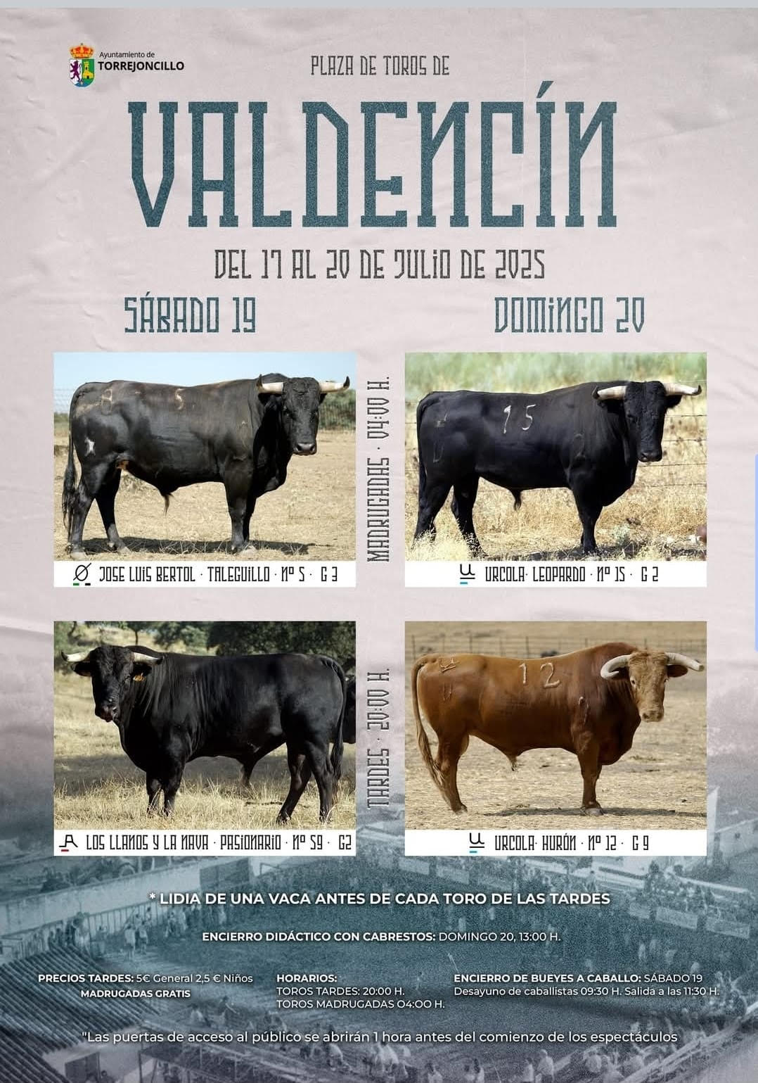 TOROS VALDENCÍN DEL 17 AL 20 JULIO 2025