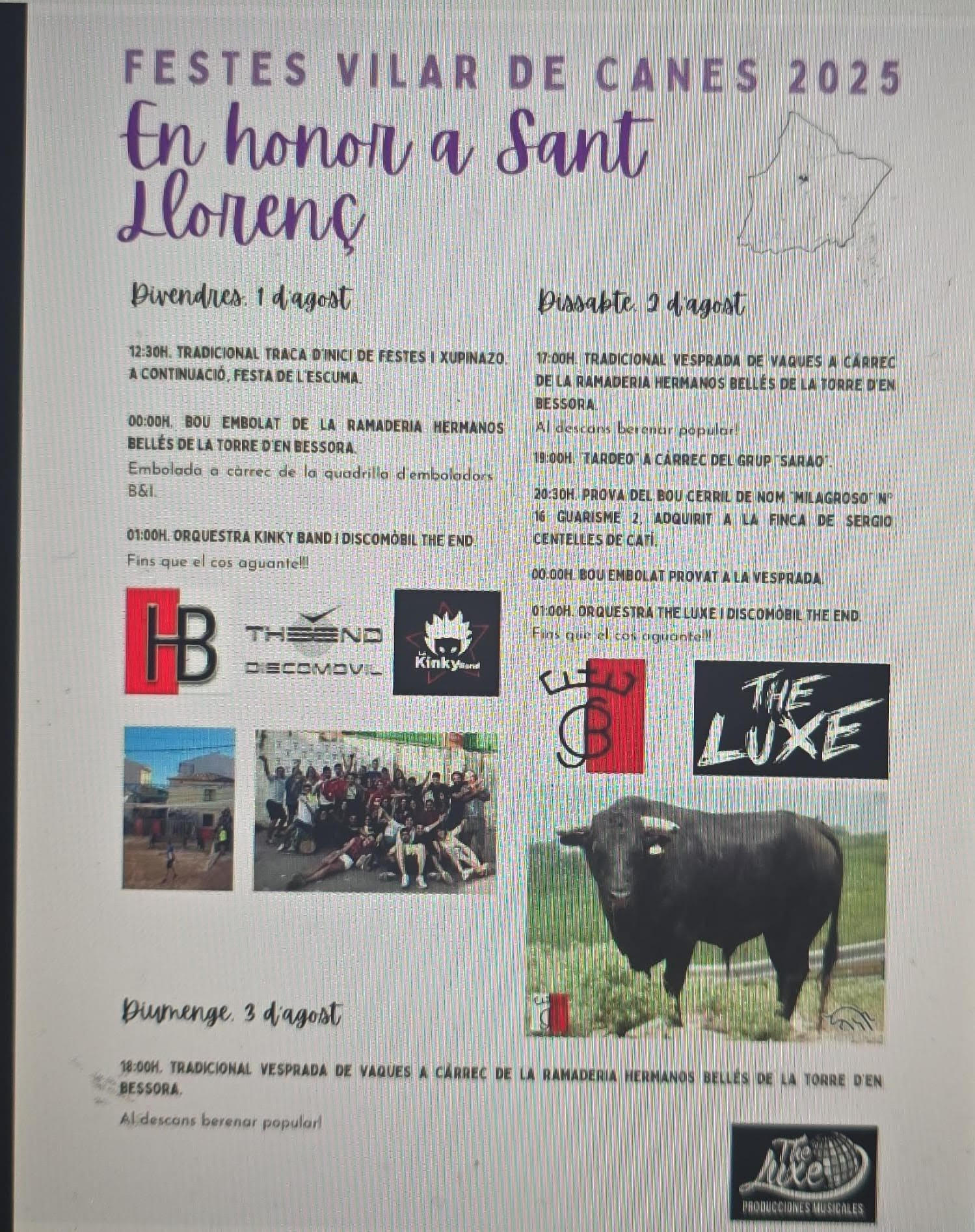 TOROS VILAR DE CANES 1,2 Y 3 AGOSTO 2025