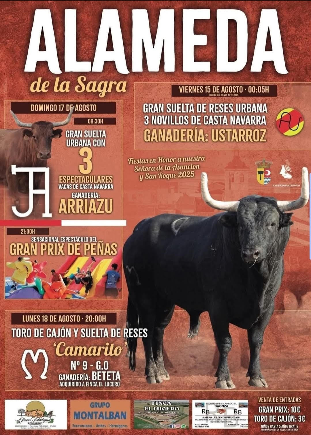 TOROS ALAMEDA DE LA SAGRA DEL 15 AL 18 DE AGOSTO 2025