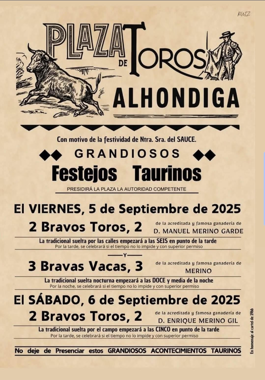 TOROS ALHONDIGA 5 Y 6 SEPTIEMBRE 2025