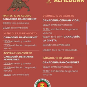 TOROS ALMEDIJAR DEL 12 AL 16 DE AGOSTO 2025