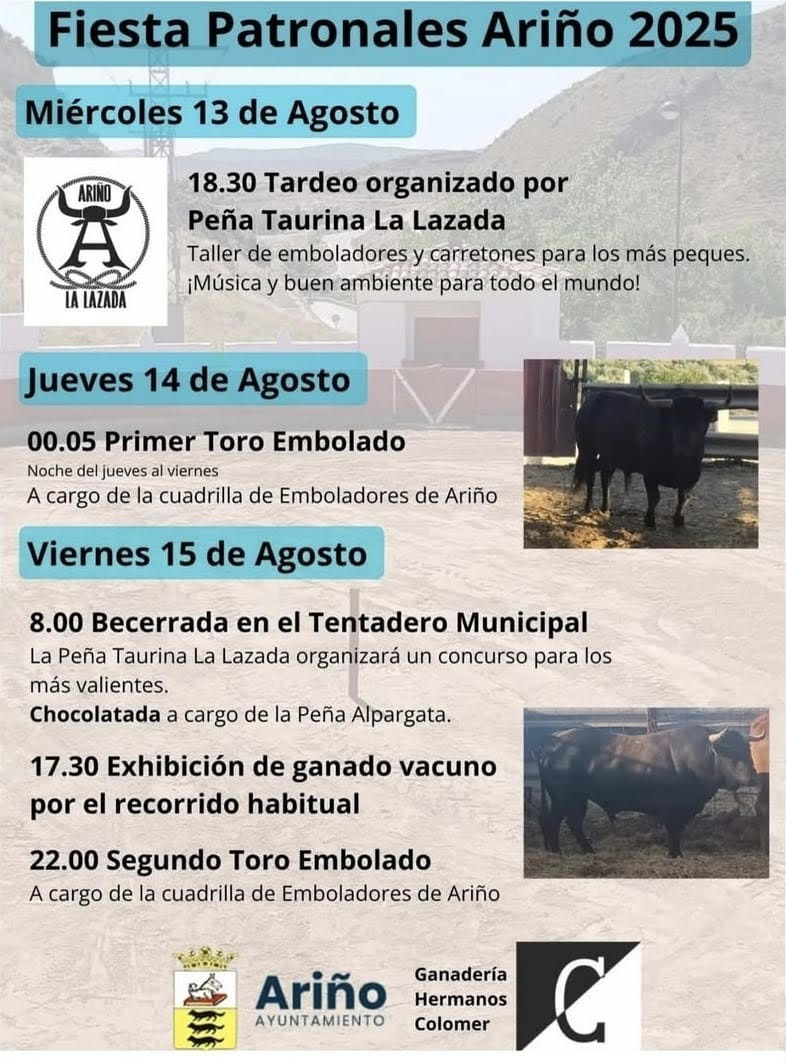 TOROS ARINO DEL 13 AL 15 DE AGOSTO 2025