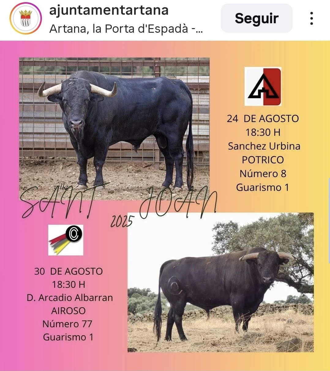 TOROS ARTANA 30 AGOSTO 2025