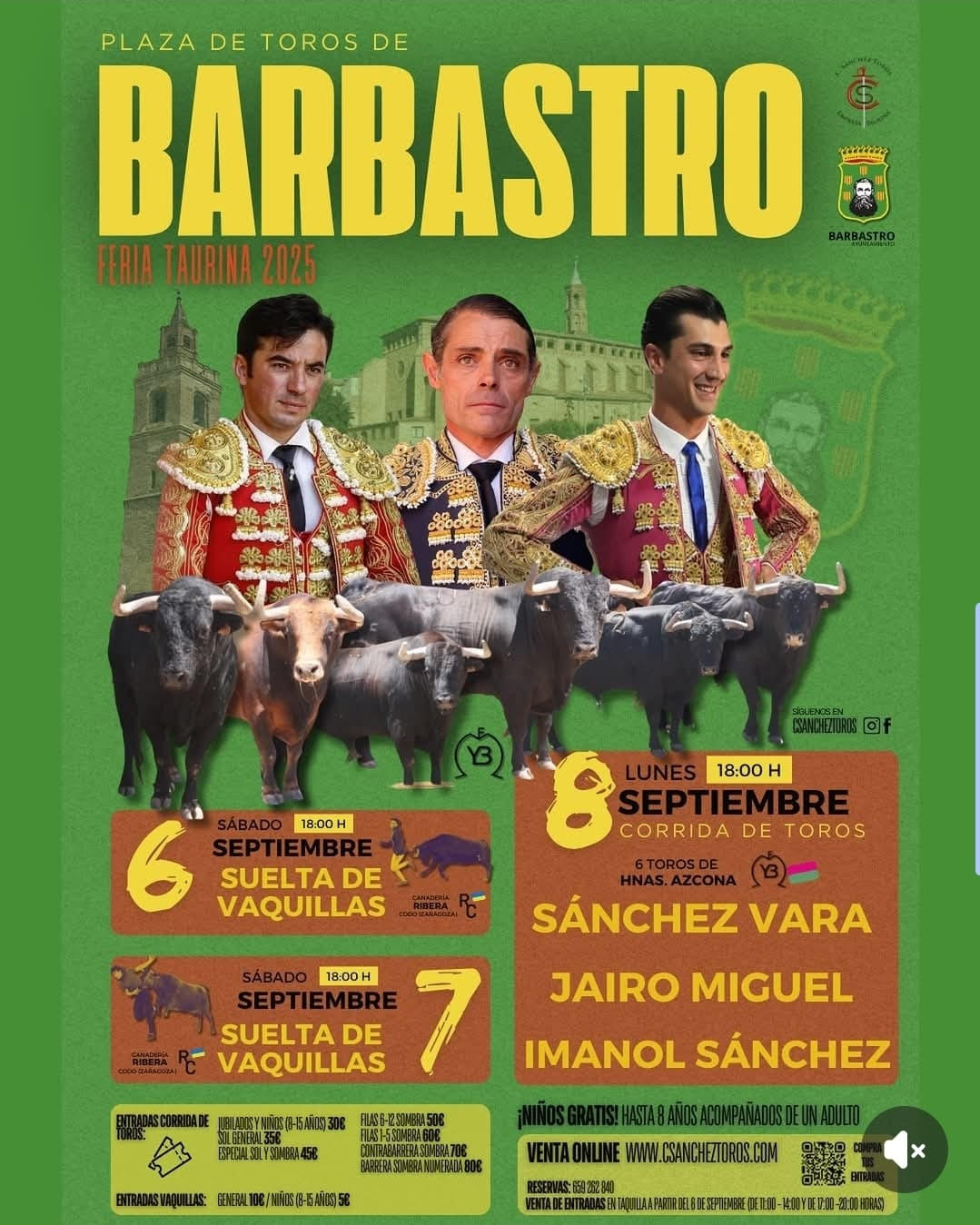 TOROS BARBASTRO DEL 6 AL 8 SEPTIEMBRE 2025