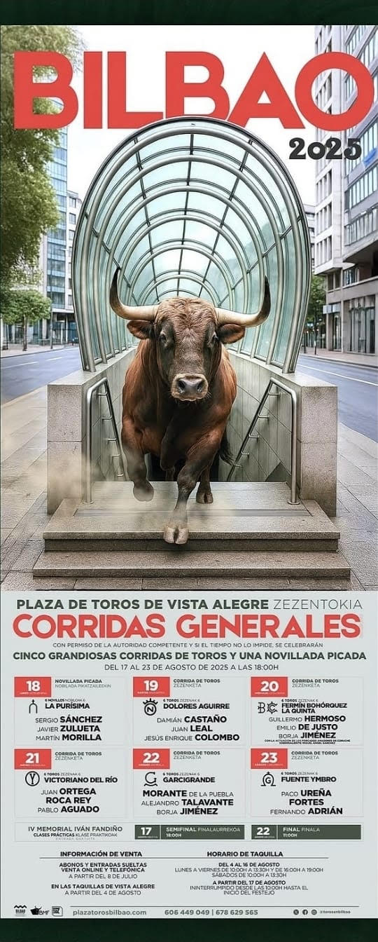 TOROS BILBAO DEL 17 AL 23 DE AGOSTO 2025