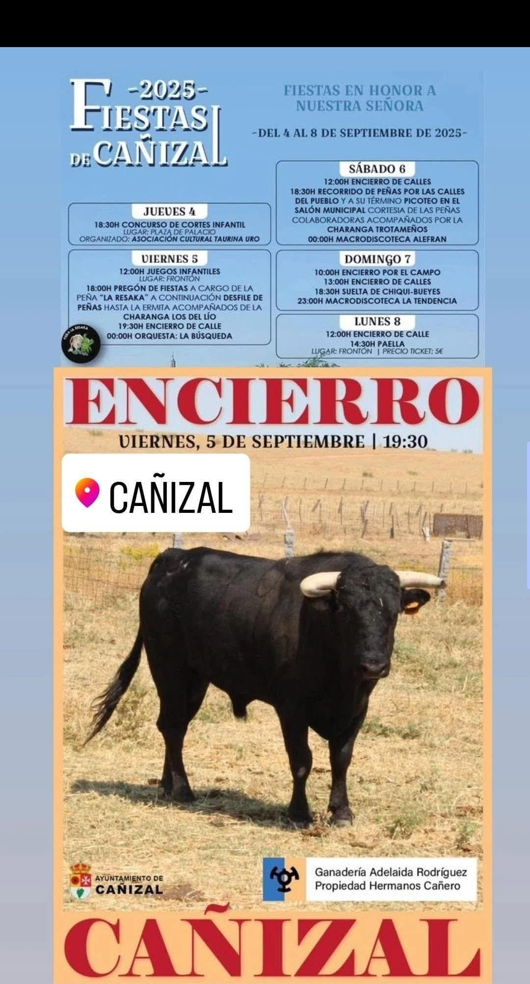 TOROS CANIZAL DEL 4 AL 8 DE SEPTIEMBRE 2025