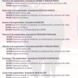 TOROS CAPARROSO DEL 1 AL 8 DE SEPTIEMBRE 2025