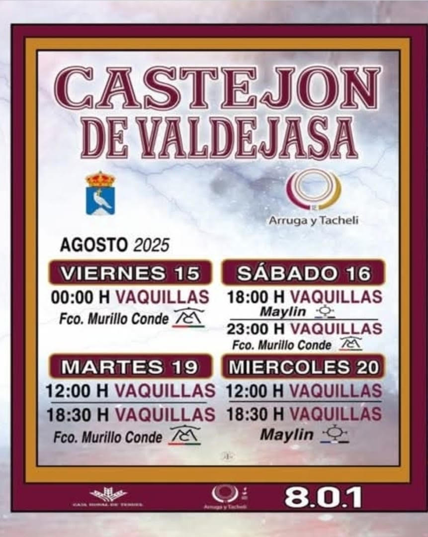 TOROS CASTEJON DE VALDEJASA 15 Y 16 DE AGOSTO 2025