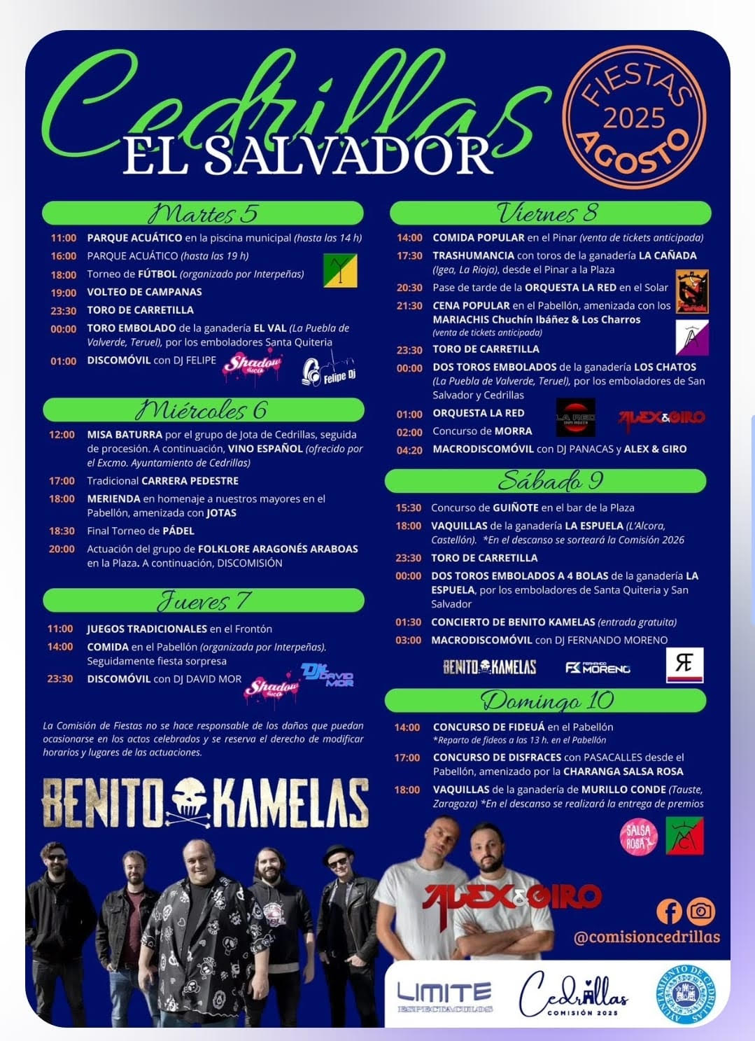 TOROS CEDRILLAS DEL 5 AL 10 DE AGOSTO 2025