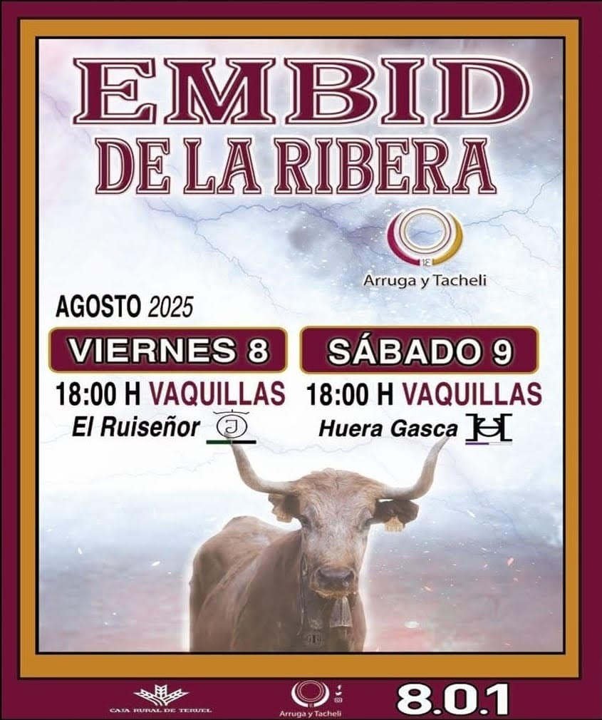 TOROS EMBID DE LA RIBERA 8 Y 9 DE AGOSTO 2025