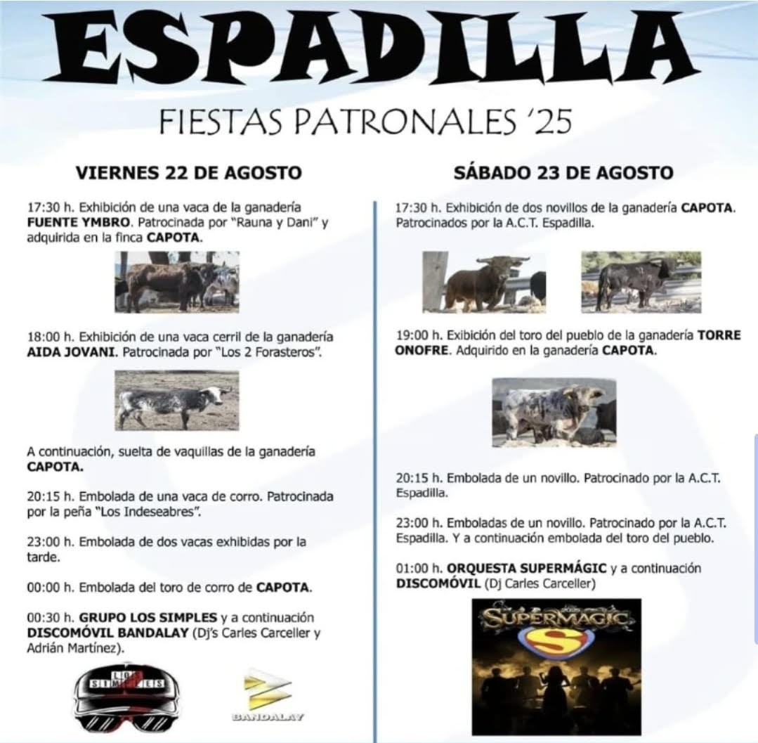 TOROS ESPADILLA 22 Y 23 AGOSTO 2025