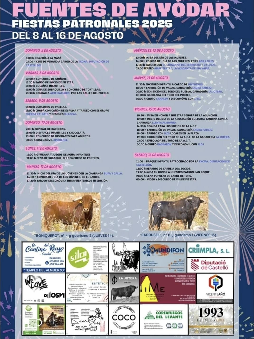 TOROS FUENTES DE AYODAR DEL 8 AL 16 AGOSTO 2025"