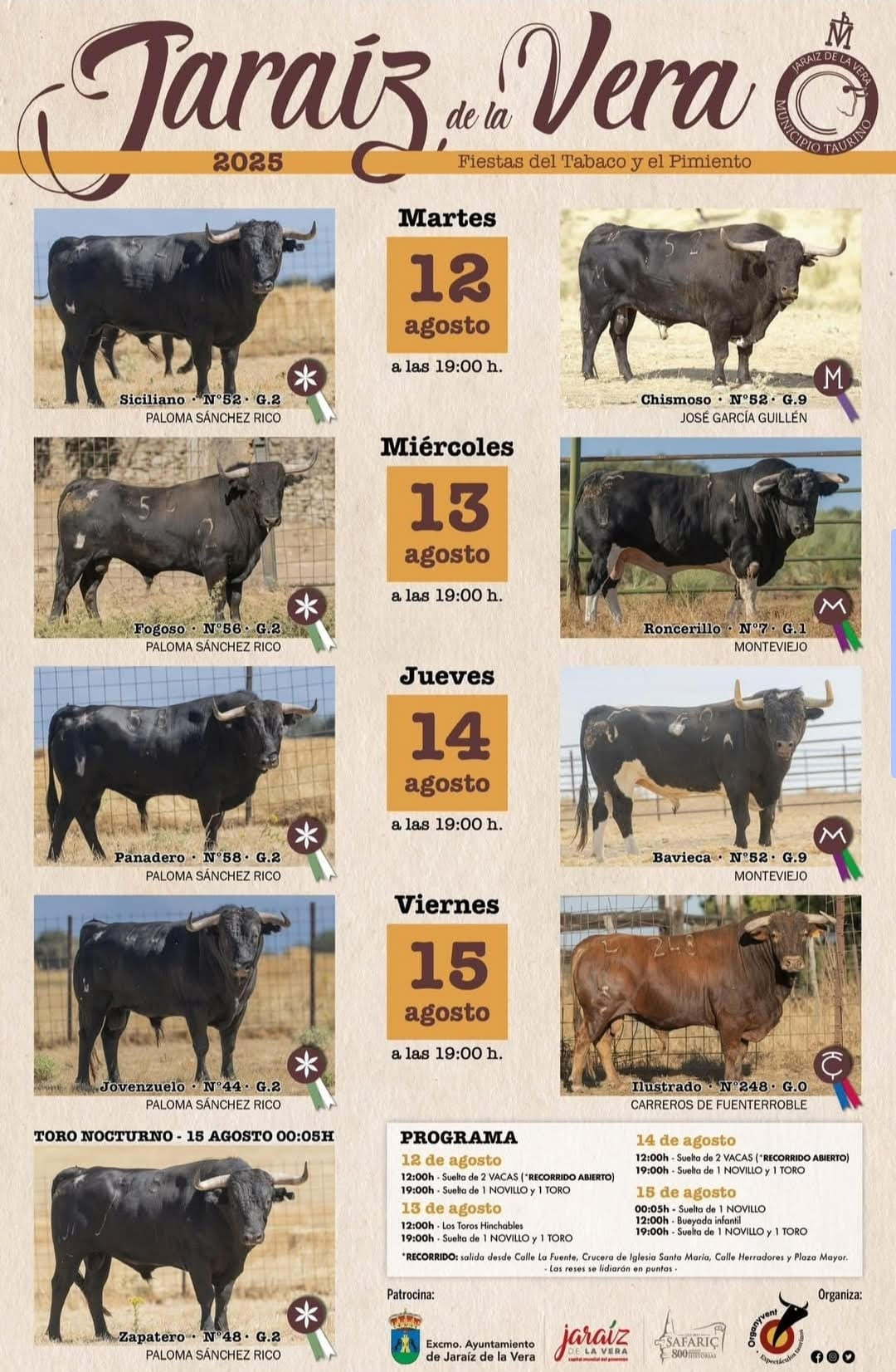 "TOROS JARAIZ DE LA VERA DEL 12 AL 15 DE AGOSTO 2025"