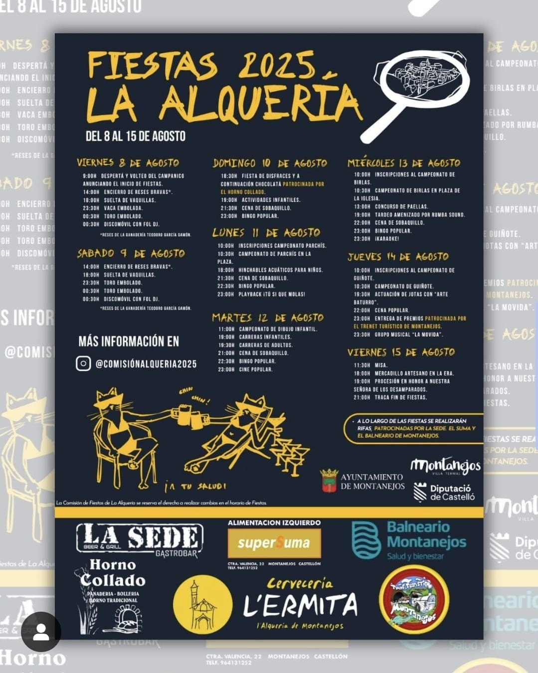 TOROS LA ALQUERÍA DEL 8 AL 15 DE AGOSTO 2025