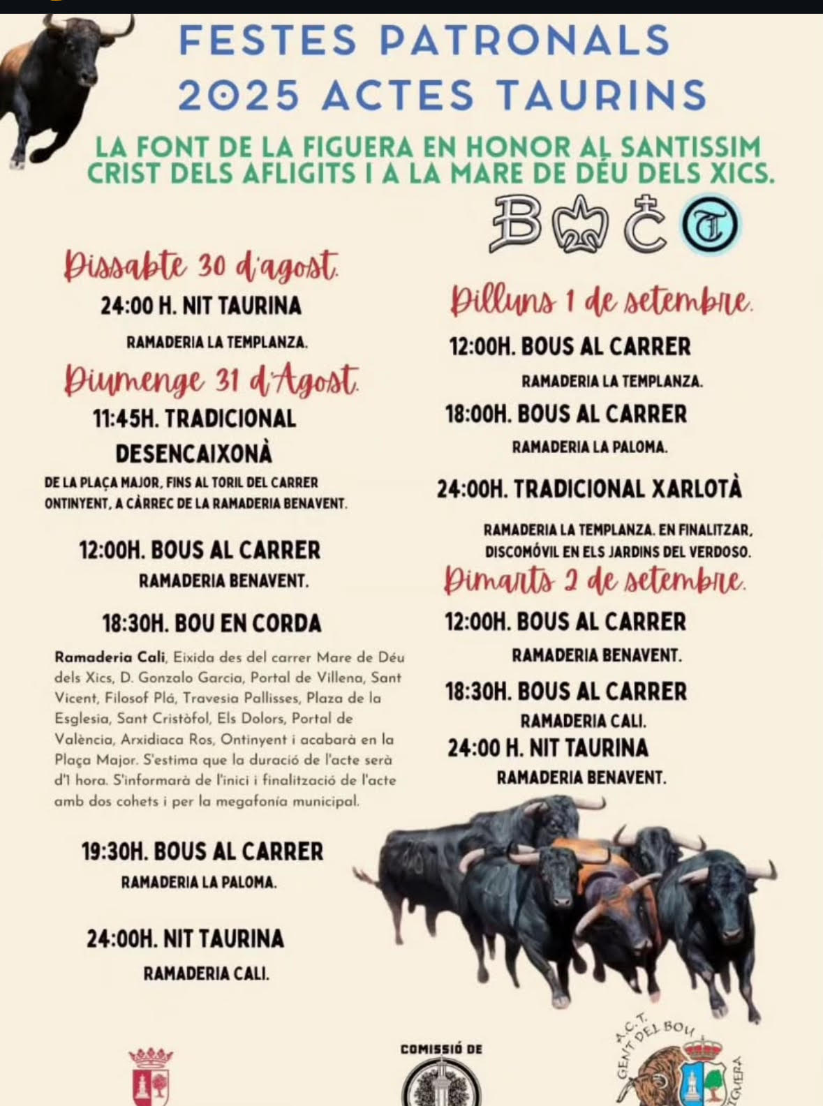 TOROS LA FONT DE LA FIGUERA 30 31 AGOSTO 1 2 SPT 2025