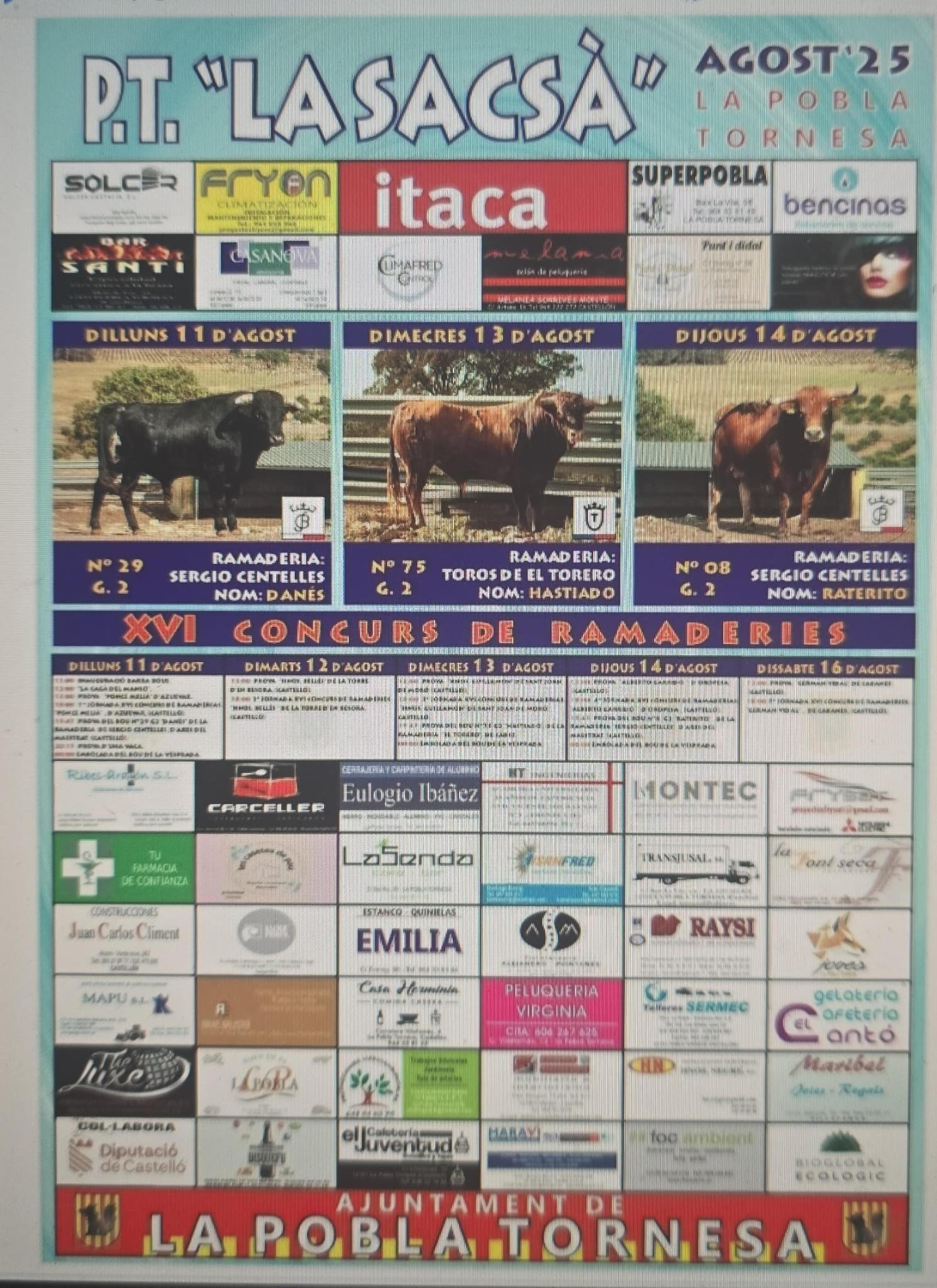 TOROS LA POBLA TORNESA DEL 11 AL 16 DE AGOSTO 2025