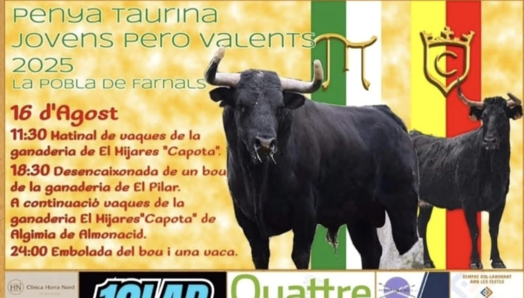 TOROS LA POLBLA DE FARNALS 16 AGOSTO 2025