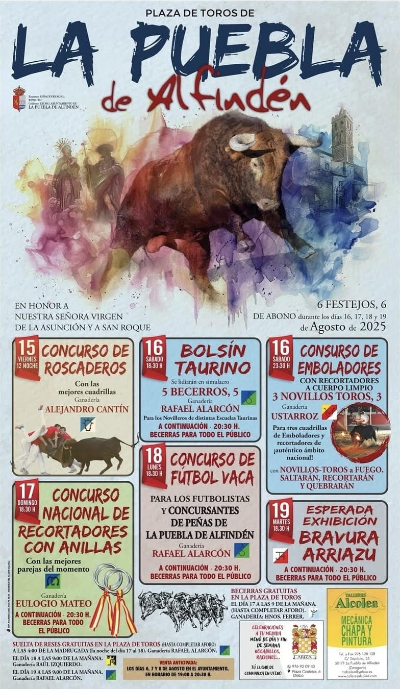 TOROS LA PUEBLA DE ALFIDEN DEL 15 AL 19 AGOSTO 2025