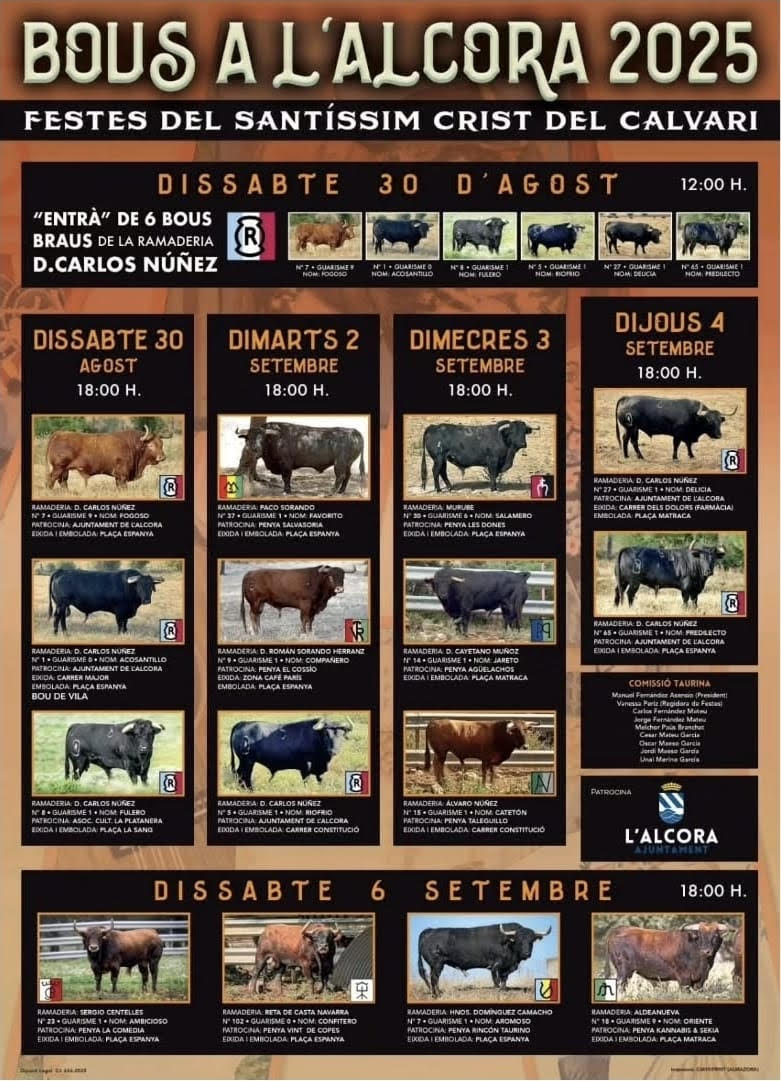 TOROS L'ALCORA DEL 2 AL 4 DE SEPTIEMBRE