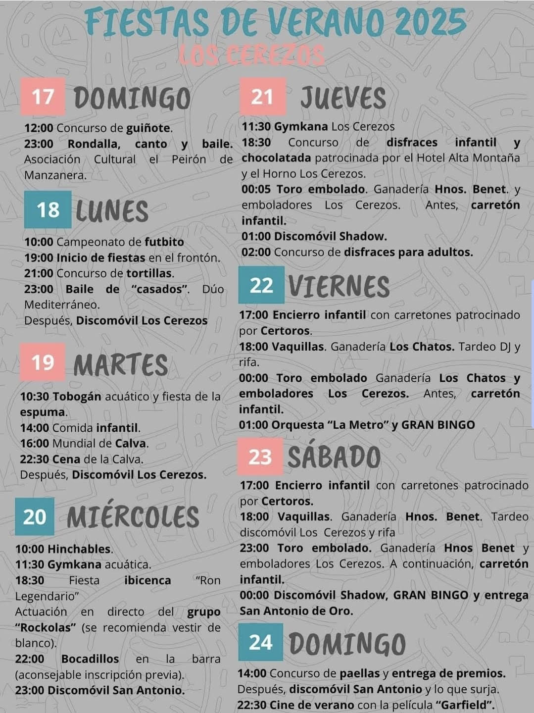 TOROS LOS CEREZOS DEL 17 AL 24 DE AGOSTO 2025