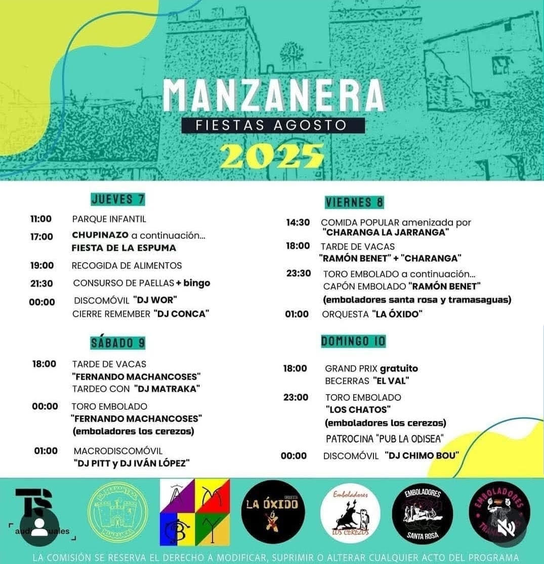 TOROS MANZANERA DEL 7 AL 10 DE AGOSTO 2025