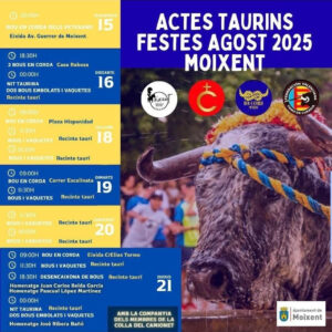 TOROS MOIXENT DEL 15 AL 21 DE AGOSTO 2025