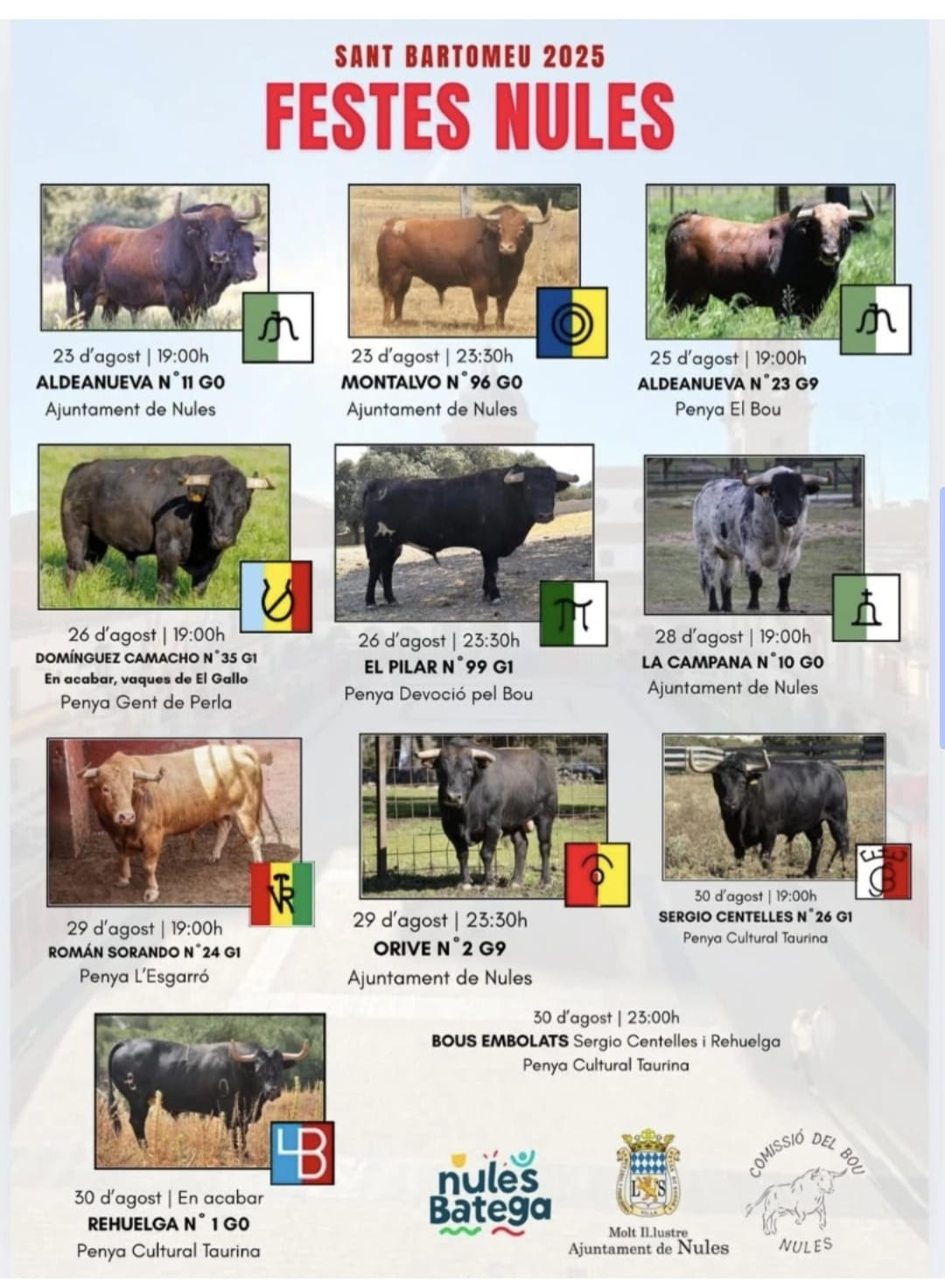"TOROS NULES DEL 23 AL 30 DE AGOSTO 2025"