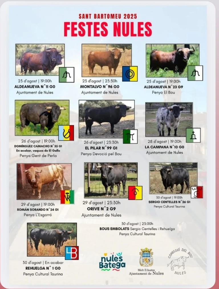 TOROS NULES DEL 23 AL 30 DE AGOSTO 2025