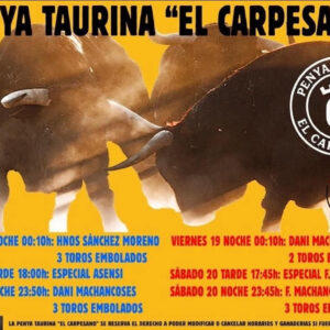 TOROS PENYA TAURINA EL CARPESANO 19 Y 20 DE SEPTIEMBRE 2025