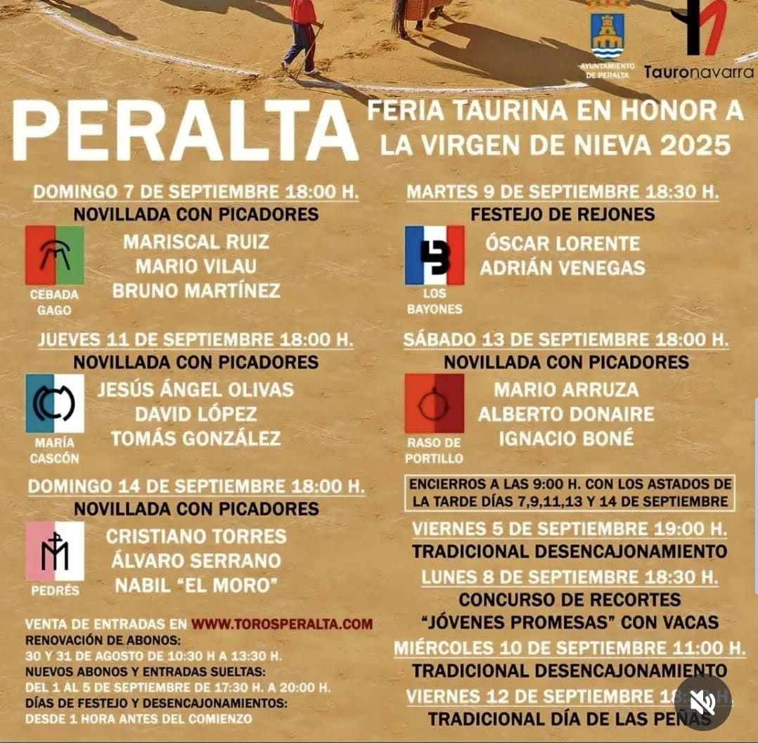 TOROS PERALTA DEL 7 AL 14 DE SEPTIEMBRE 2025